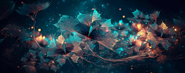 Fototapeta na wymiar Abstract stargazing ethereal flowers background, Generative AI