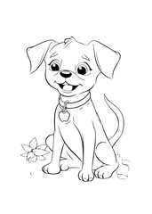 Fototapeta premium Dog Character Vector, Coloring Book Page with Dog, Coloring page outline of a cute dog, coloring page with Animal character 