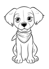 Dog Character Vector, Coloring Book Page with Dog, Coloring page outline of a cute dog, coloring page with Animal character 