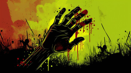 Halloween wallpaper with zombie hand Generated AI