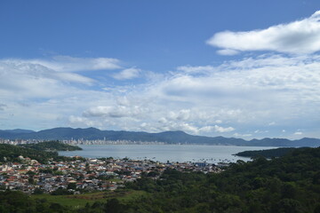 Fototapeta na wymiar view of city in state of santa catarina brazil with view of the sea in brazil