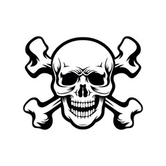 Skull and crossbones pirate cheerful. Vector illustration
