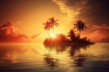 Obraz na płótnie Canvas Peaceful tropical background; Sunset in the tropic