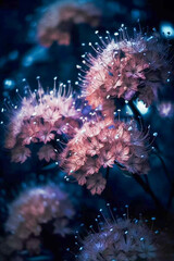 Abstract stargazing ethereal flowers background, Generative AI