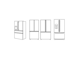 Freezer vector outline set icon. Outline illustration of double door fridge vector icon for web design isolated on white background modern fridge. Modern fridge vector icon.