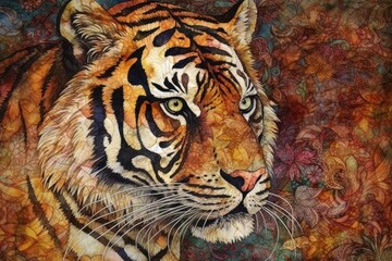 Malaysian tiger, malaysian style art. Generative AI