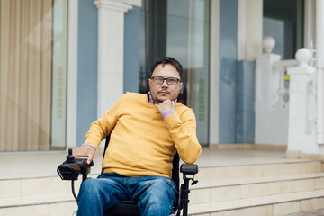 a man with disabilities near the building