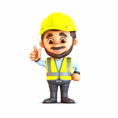 Builder Using Safety Jacket Cartoon Illustration. Generative AI