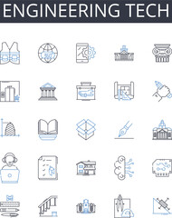 Engineering tech line icons collection. Prosperity, Abundance, Riches, Affluence, Opulence, Fortune, Luxury vector and linear illustration. Success,Attainments,Plenty outline signs set