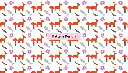 Seamless pattern set with plants, flowers and animals . Vector illustrations .