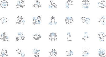 Nonverbal cues line icons collection. Gestures, Posture, Facial expressions, Eye contact, Body language, Mimicry, Proximity vector and linear illustration. Movement,T,Touch outline signs set