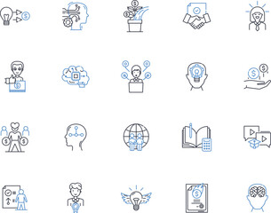 Catalyst line icons collection. Reaction, Acceleration, Enzyme, Promoter, Activator, Facilitator, Impetus vector and linear illustration. Spark,Stimulant,Mediator outline signs set - obrazy, fototapety, plakaty