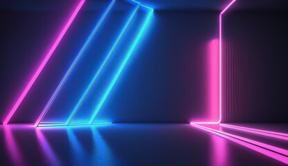 Futuristic Abstract Background with Neo Lines in Pink, and Blue Colors, generative ai