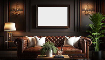 poster frame mockup on modern interior background