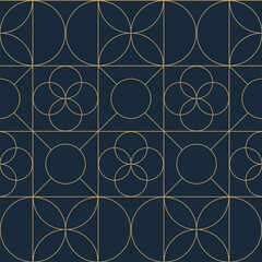 Art deco seamless vintage wallpaper pattern. Geometric background. Gold luxury invitation card design. Vector illustration