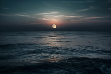 the big wide sea under a full moon created with Generative AI technology
