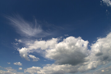 Cumulus white cloud on blue sky.
