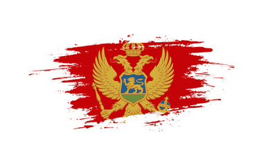 Creative hand-drawn brush stroke flag of MONTENEGRO country vector illustration