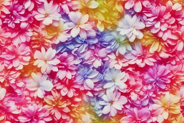 Seamless pattern of colourful flowers, leaves and branches . Hand drawn background, vintage floral pattern for wallpaper or fabric