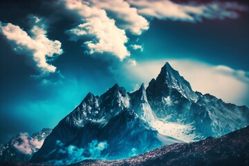 Fototapeta na wymiar very nice illustration of a big mountain, optimal as background image created with Generative AI technology