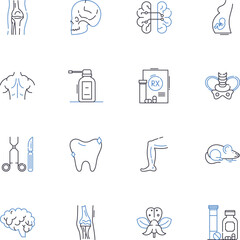 Acupuncture center line icons collection. Acupuncture, Needles, Healing, Traditional, Qi, Oriental, Massage vector and linear illustration. Pain,Points,Relaxation outline signs set