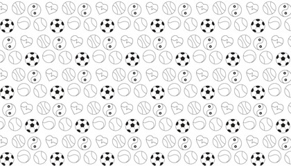 Fototapeta na wymiar Seamless pattern design with sport elements . Vector illustration .