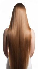 Naklejka premium full body Beautiful keratin treated hair on white background. Generated ai
