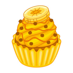 Banana Caramel Cupcake in vector illustration