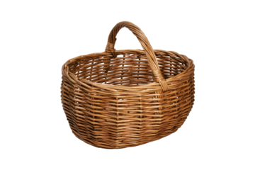 Panier en osier sur fond transparent