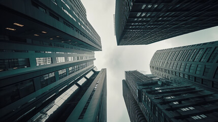 Fototapeta na wymiar skyscraper background, bottom view Generative AI
