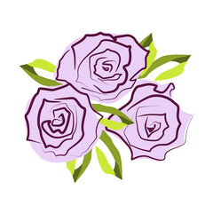 Sketching drawing of a rose. Image of a lilac flower