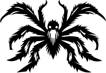 Obraz premium Tarantula spider logo in black and white color, vector illustration of arthropod, poisonous animal