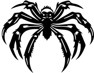 Tarantula spider logo in black and white color, vector illustration of arthropod, poisonous animal