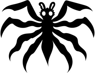 Tarantula spider logo in black and white color, vector illustration of arthropod, poisonous animal