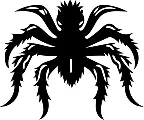 Tarantula spider logo in black and white color, vector illustration of arthropod, poisonous animal