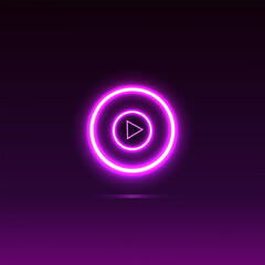 Purple neon play button, triangular icon, isolated vector illustration (2)