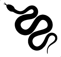 Obraz premium Silhouette black and white snake illustration