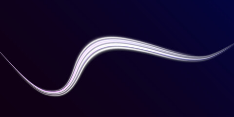 Neon line white png. Light white Twirl. Curve light effect of white line. White spiral with the effect of light. Luminous white lines of speed. Vector illustration.   