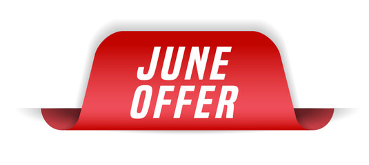 Colorful vector flat design banner june offer. This sign is well adapted for web design.