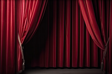 Red theater curtain background, Generative AI 