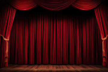Fototapeta Red theater curtain background, Generative AI  obraz