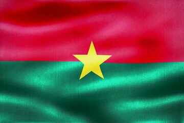 Burkina Faso flag - realistic waving fabric .flag