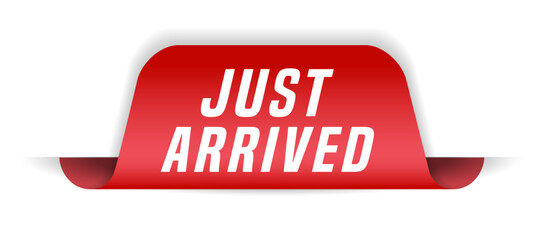 Colorful vector flat design banner just arrived. This sign is well adapted for web design.