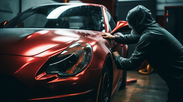 A beautiful image depicting the process of car painting