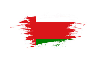 Creative hand-drawn brush stroke flag of OMAN country vector illustration