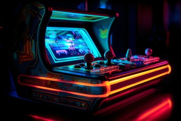 a colorful glowing slot machine created with Generative AI technology