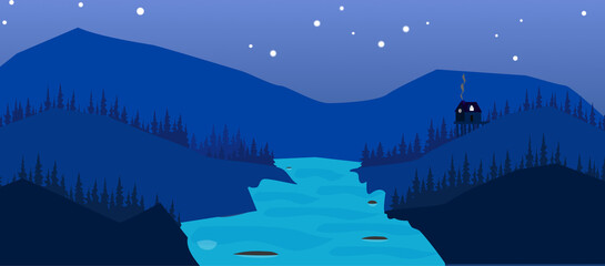 Lake night landscape