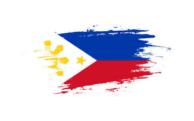 Creative hand-drawn brush stroke flag of PHILIPPINES country vector illustration