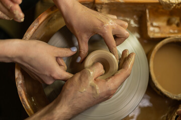 a potter creates handmade handicrafts