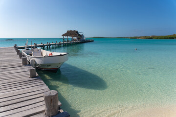 Beach in paradise with transparent waters